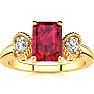 1 Carat Ruby and Two Diamond Heart Ring In 10 Karat Yellow Gold Image-1