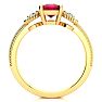 1 Carat Ruby and Two Diamond Heart Ring In 10 Karat Yellow Gold Image-3