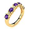 1 Carat Amethyst and Diamond Journey Band Ring in 10K Yellow Gold Image-2