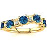 1 Carat Blue and White Diamond Journey Band Ring in 10K Yellow Gold Image-1