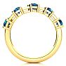 1 Carat Blue and White Diamond Journey Band Ring in 10K Yellow Gold Image-3
