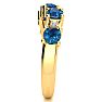 1 Carat Blue and White Diamond Journey Band Ring in 10K Yellow Gold Image-4