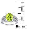 2 Carat Oval Shape Peridot and Diamond Ring In 10 Karat White Gold Image-5