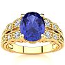 2 Carat Oval Shape Tanzanite and Diamond Ring In 10 Karat Yellow Gold Image-1