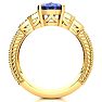 2 Carat Oval Shape Tanzanite and Diamond Ring In 10 Karat Yellow Gold Image-3