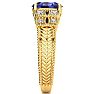 2 Carat Oval Shape Tanzanite and Diamond Ring In 10 Karat Yellow Gold Image-4
