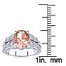 2 Carat Oval Shape Morganite and Diamond Ring In 10 Karat White Gold Image-5