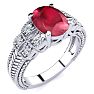 3 Carat Oval Shape Ruby and Diamond Ring In 10 Karat White Gold Image-2