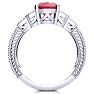 3 Carat Oval Shape Ruby and Diamond Ring In 10 Karat White Gold Image-3