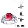 3 Carat Oval Shape Ruby and Diamond Ring In 10 Karat White Gold Image-5