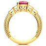 3 Carat Oval Shape Ruby and Diamond Ring In 10 Karat Yellow Gold Image-3