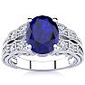 3 Carat Oval Shape Sapphire and Diamond Ring In 10 Karat White Gold Image-1