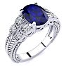 3 Carat Oval Shape Sapphire and Diamond Ring In 10 Karat White Gold Image-2