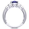 3 Carat Oval Shape Sapphire and Diamond Ring In 10 Karat White Gold Image-3