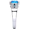 2 1/3 Carat Oval Shape Blue Topaz and Diamond Ring In 14 Karat White Gold Image-4