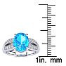 2 1/3 Carat Oval Shape Blue Topaz and Diamond Ring In 14 Karat White Gold Image-5