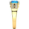 2 1/3 Carat Oval Shape Blue Topaz and Diamond Ring In 14 Karat Yellow Gold Image-4