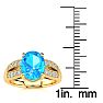 2 1/3 Carat Oval Shape Blue Topaz and Diamond Ring In 14 Karat Yellow Gold Image-5