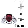 Garnet Ring: Garnet Jewelry: 2 Carat Oval Shape Garnet and Diamond Ring In 14 Karat White Gold Image-5