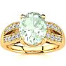 1 3/4 Carat Oval Shape Green Amethyst and Diamond Ring In 14 Karat Yellow Gold Image-1