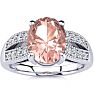 2 Carat Oval Shape Morganite and Diamond Ring In 14 Karat White Gold Image-1