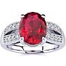 3 Carat Oval Shape Ruby and Diamond Ring In 14 Karat White Gold Image-1