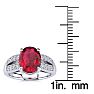 3 Carat Oval Shape Ruby and Diamond Ring In 14 Karat White Gold Image-5