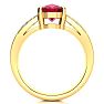 3 Carat Oval Shape Ruby and Diamond Ring In 14 Karat Yellow Gold Image-3