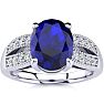 3 Carat Oval Shape Sapphire and Diamond Ring In 14 Karat White Gold Image-1