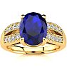 3 Carat Oval Shape Sapphire and Diamond Ring In 14 Karat Yellow Gold Image-1