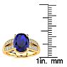 3 Carat Oval Shape Sapphire and Diamond Ring In 14 Karat Yellow Gold Image-5