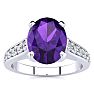 2 Carat Oval Shape Amethyst and Diamond Ring In 14 Karat White Gold Image-1