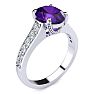 2 Carat Oval Shape Amethyst and Diamond Ring In 14 Karat White Gold Image-2