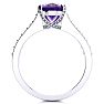 2 Carat Oval Shape Amethyst and Diamond Ring In 14 Karat White Gold Image-3
