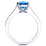 2 1/2 Carat Oval Shape Blue Topaz and Diamond Ring In 14 Karat White Gold Image-3