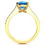 2 1/2 Carat Oval Shape Blue Topaz and Diamond Ring In 14 Karat Yellow Gold Image-3