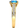 2 1/2 Carat Oval Shape Blue Topaz and Diamond Ring In 14 Karat Yellow Gold Image-4