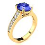 2 1/4 Carat Oval Shape Tanzanite and Diamond Ring In 14 Karat Yellow Gold Image-2
