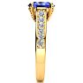 2 1/4 Carat Oval Shape Tanzanite and Diamond Ring In 14 Karat Yellow Gold Image-4