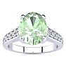 2 Carat Oval Shape Green Amethyst and Diamond Ring In 14 Karat White Gold Image-1