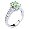 2 Carat Oval Shape Green Amethyst and Diamond Ring In 14 Karat White Gold Image-2