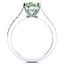 2 Carat Oval Shape Green Amethyst and Diamond Ring In 14 Karat White Gold Image-3