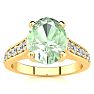 2 Carat Oval Shape Green Amethyst and Diamond Ring In 14 Karat Yellow Gold Image-1