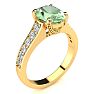 2 Carat Oval Shape Green Amethyst and Diamond Ring In 14 Karat Yellow Gold Image-2