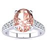 2 Carat Oval Shape Morganite and Diamond Ring In 14 Karat White Gold Image-1