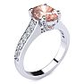 2 Carat Oval Shape Morganite and Diamond Ring In 14 Karat White Gold Image-2