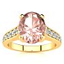2 Carat Oval Shape Morganite and Diamond Ring In 14 Karat Yellow Gold Image-1