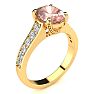 2 Carat Oval Shape Morganite and Diamond Ring In 14 Karat Yellow Gold Image-2