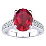 3 Carat Oval Shape Ruby and Diamond Ring In 14 Karat White Gold Image-1