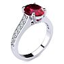 3 Carat Oval Shape Ruby and Diamond Ring In 14 Karat White Gold Image-2